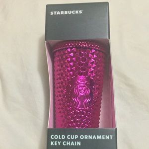 Starbucks Sangria Studded Cold Cup Ornament or Keychain 2022 metallic Christmas
